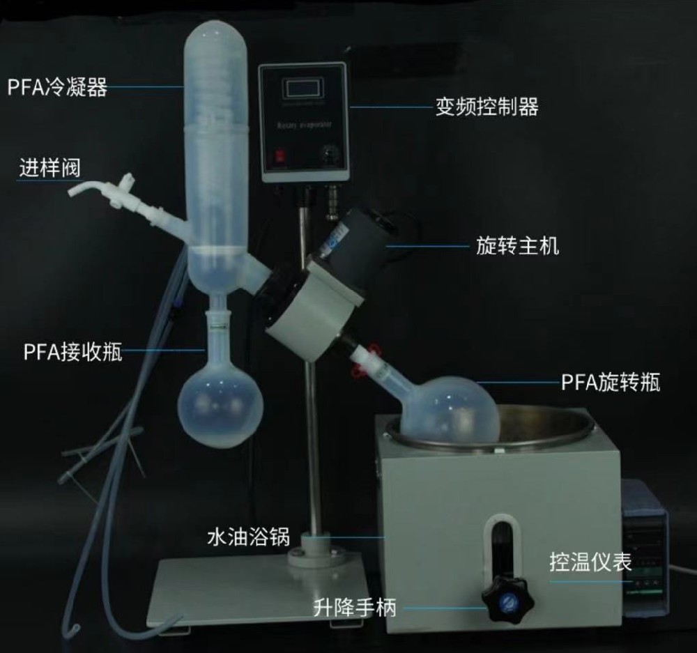 無(wú)硅塑料耐高溫耐酸堿PFA旋轉(zhuǎn)蒸發(fā)儀配套四氟茄形瓶